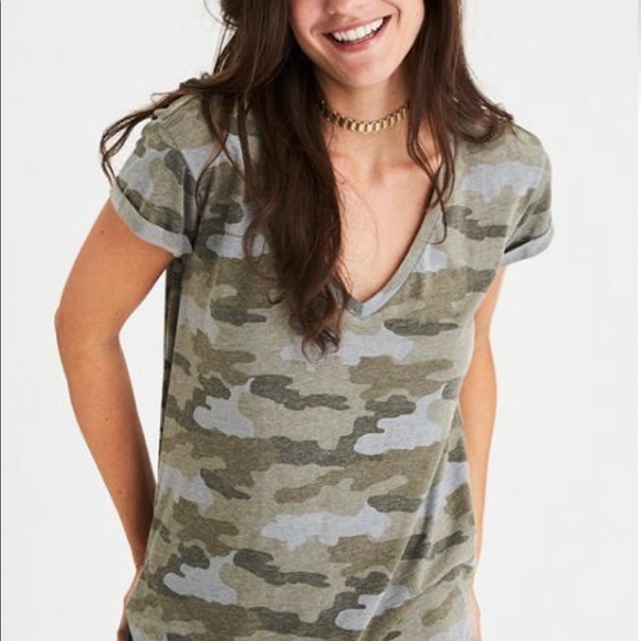 NEW AE Camo V-Neck T-Shirt - Picture 2 of 10